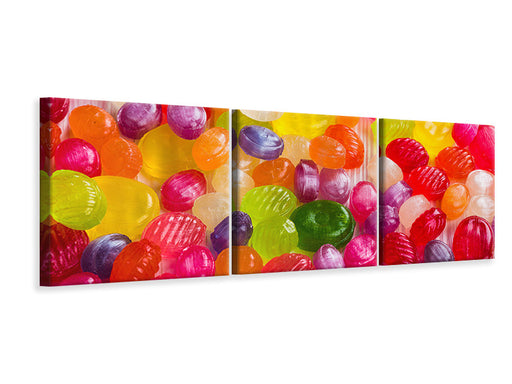 Panorama Leinwandbild 3-teilig Bunte Bonbons