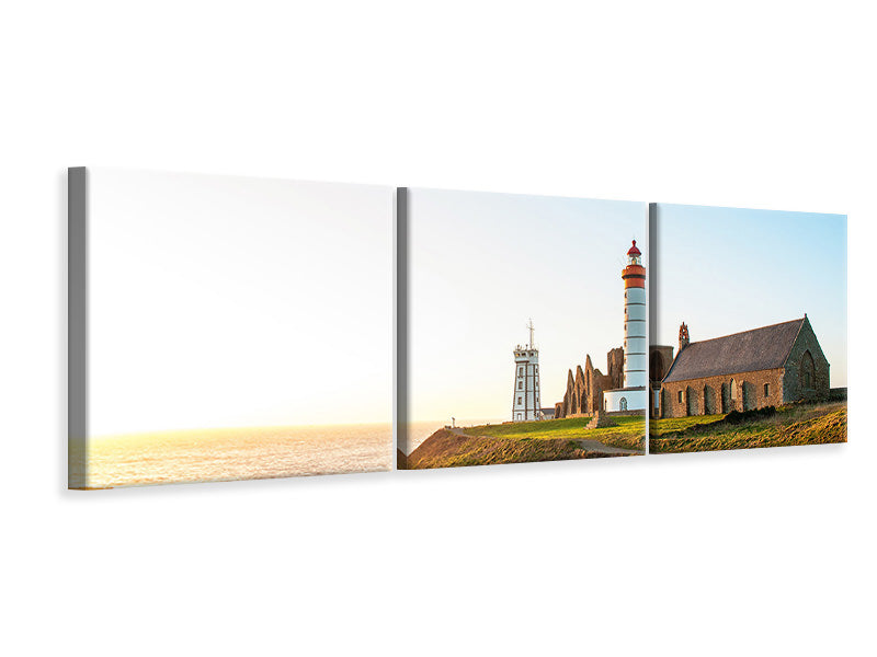 Panorama Leinwandbild 3-teilig Der Leuchtturm bei Sonnenaufgang