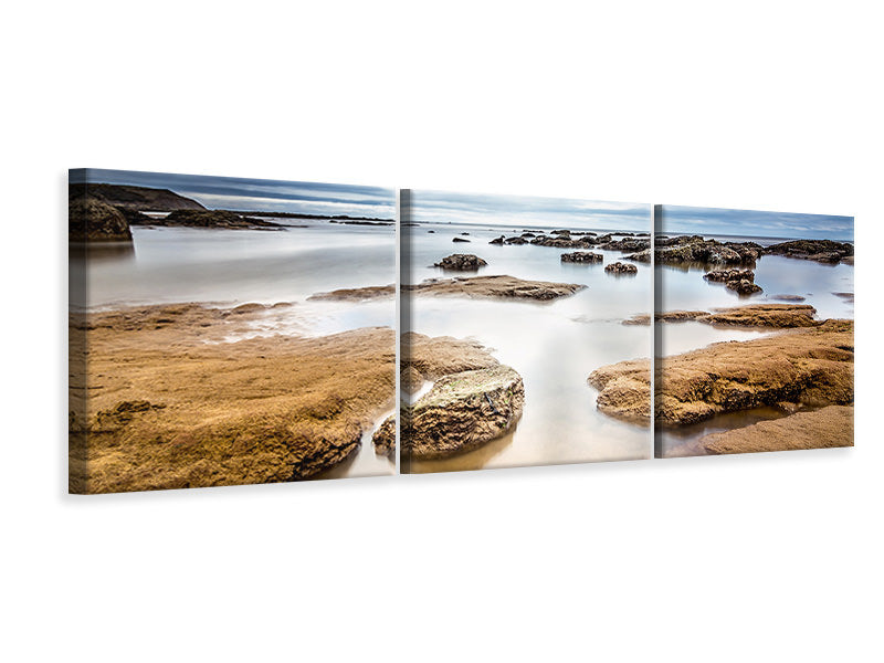 Panorama Leinwandbild 3-teilig Mystische Stimmung am Meer