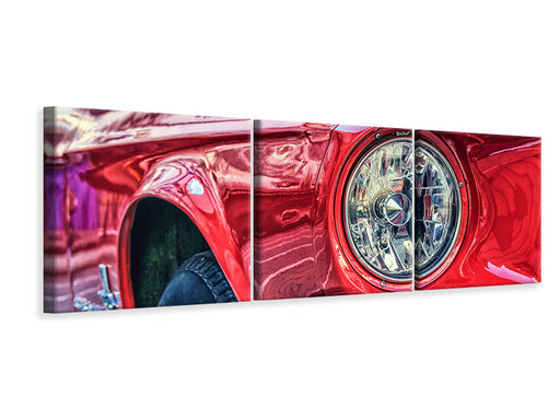 Panorama Leinwandbild 3-teilig Roter Oldtimer