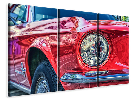 Leinwandbild 3-teilig Roter Oldtimer