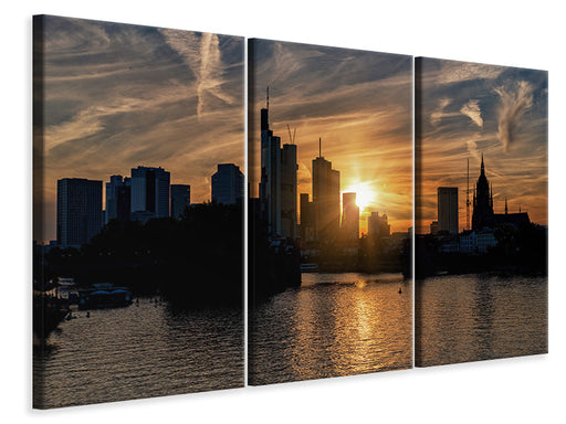 Leinwandbild 3-teilig Sonnenuntergang an der Skyline