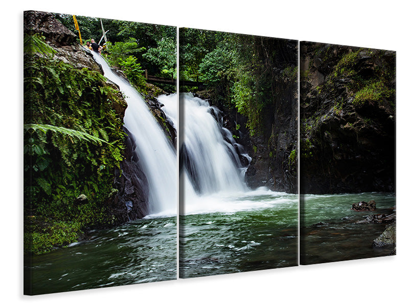 Leinwandbild 3-teilig Wasserfall im Abendlicht