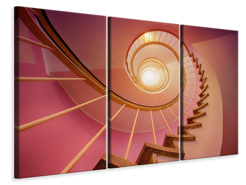 Leinwandbild 3-teilig Wendeltreppe in pink