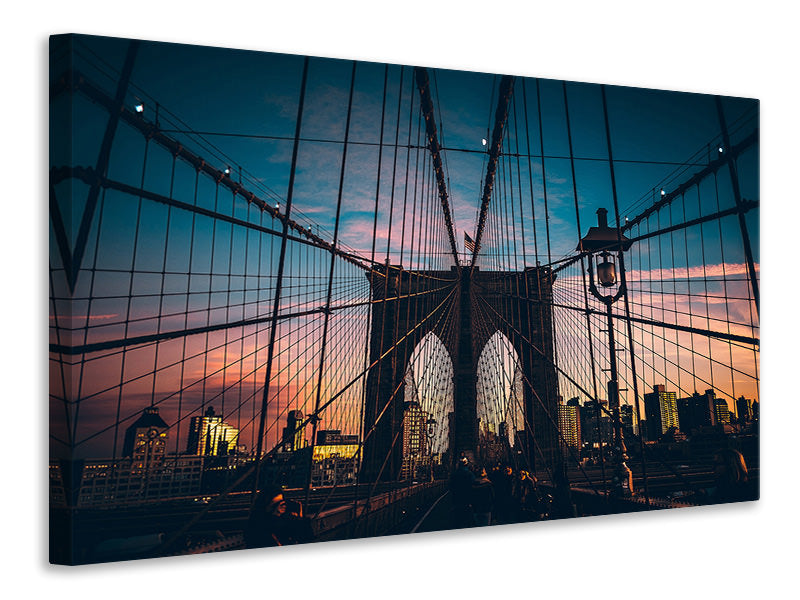 Leinwandbild Brooklyn Bridge im Abendlicht