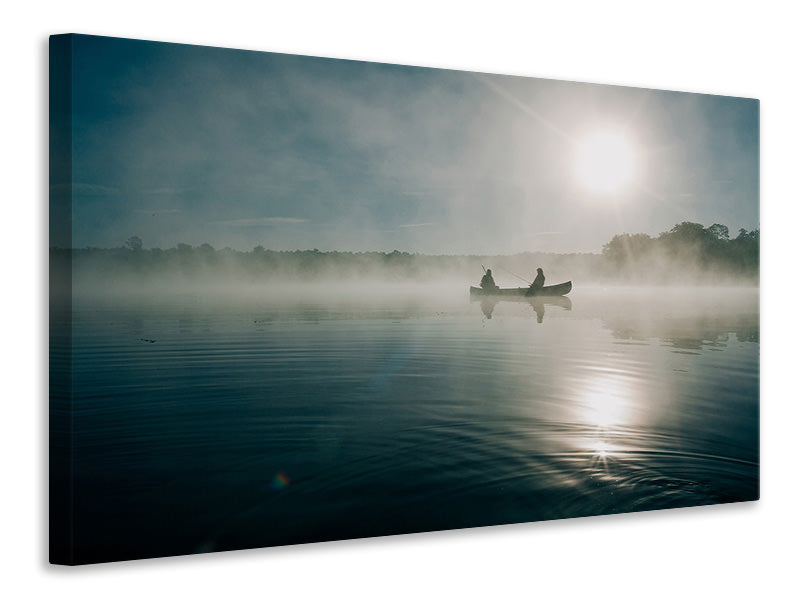 Leinwandbild Fischer im Sonnenaufgang