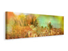 Leinwandbild Panorama Blumenwiese in der Abenddämmerung