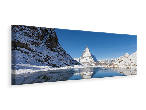 Leinwandbild Panorama Der Riffelsee am Matterhorn