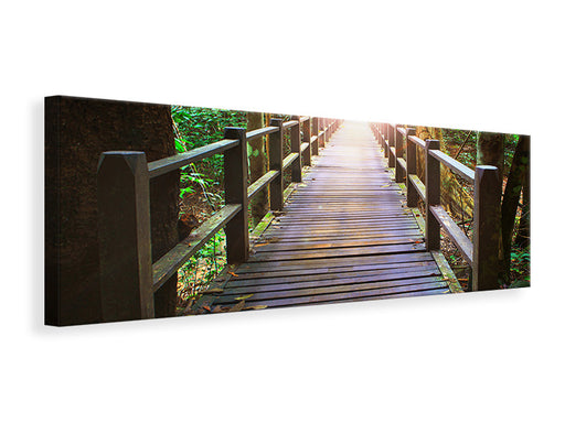 Leinwandbild Panorama Die Brücke im Wald