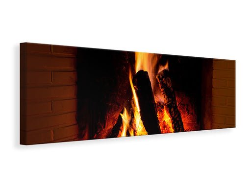 Leinwandbild Panorama Feuer im Kamin