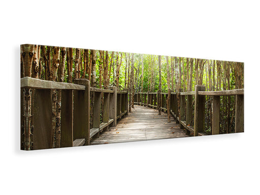 Leinwandbild Panorama Hölzerne Brücke