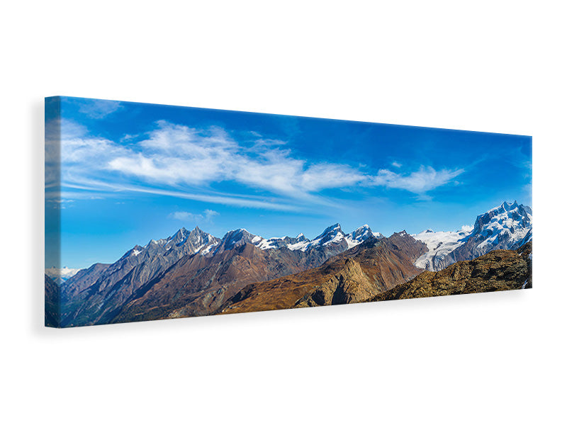 Leinwandbild Panorama Schweizer Alpen im Frühling