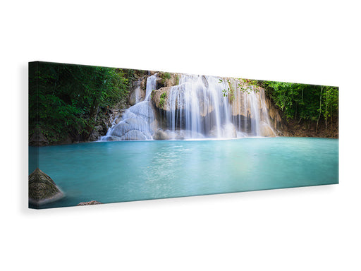 Leinwandbild Panorama Terrasse am Wasserfall