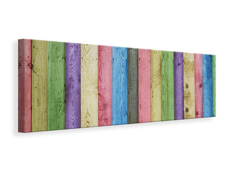 Leinwandbild Panorama Buntes Holz