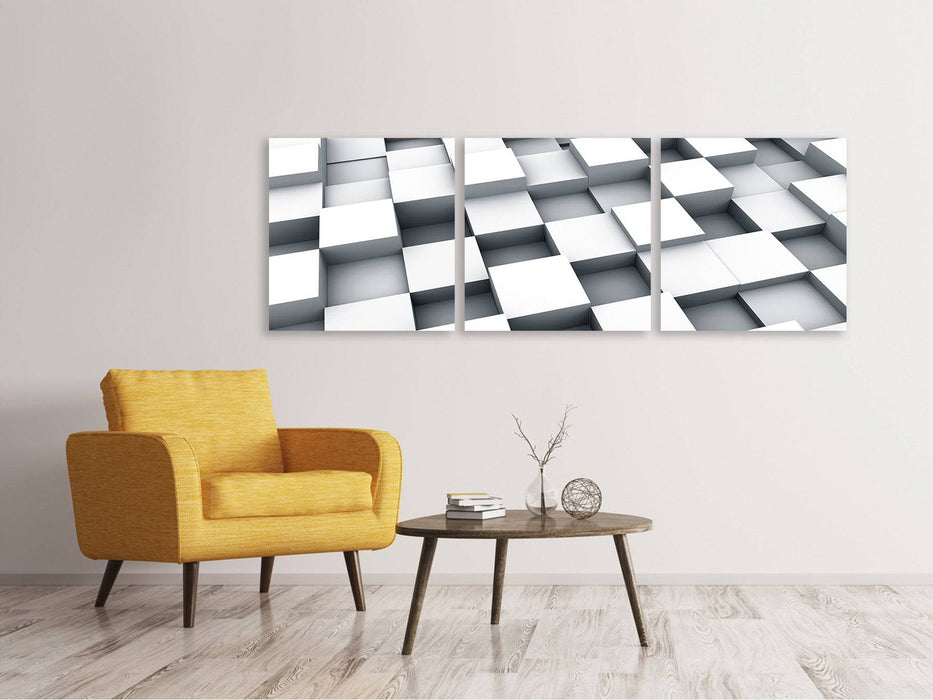 Panorama canvas picture 3 pieces 3D cube