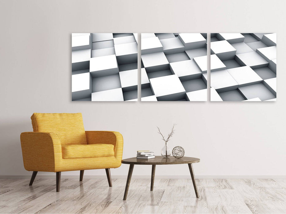 Panorama canvas picture 3 pieces 3D cube