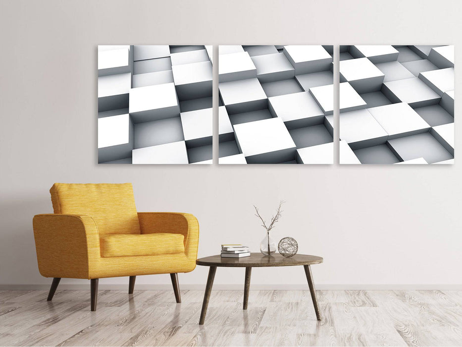 Panorama canvas picture 3 pieces 3D cube