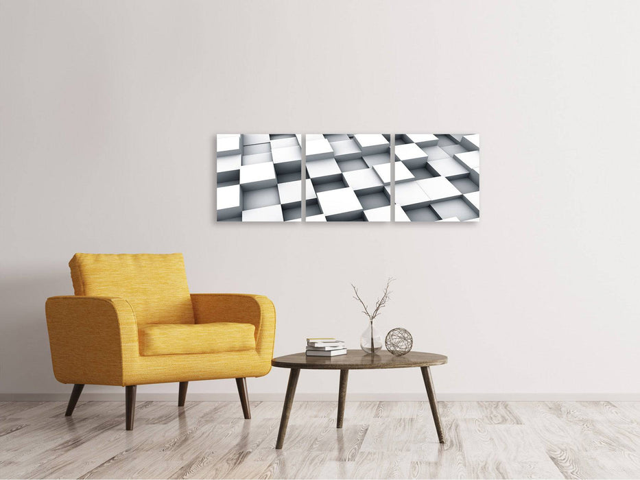 Panorama canvas picture 3 pieces 3D cube