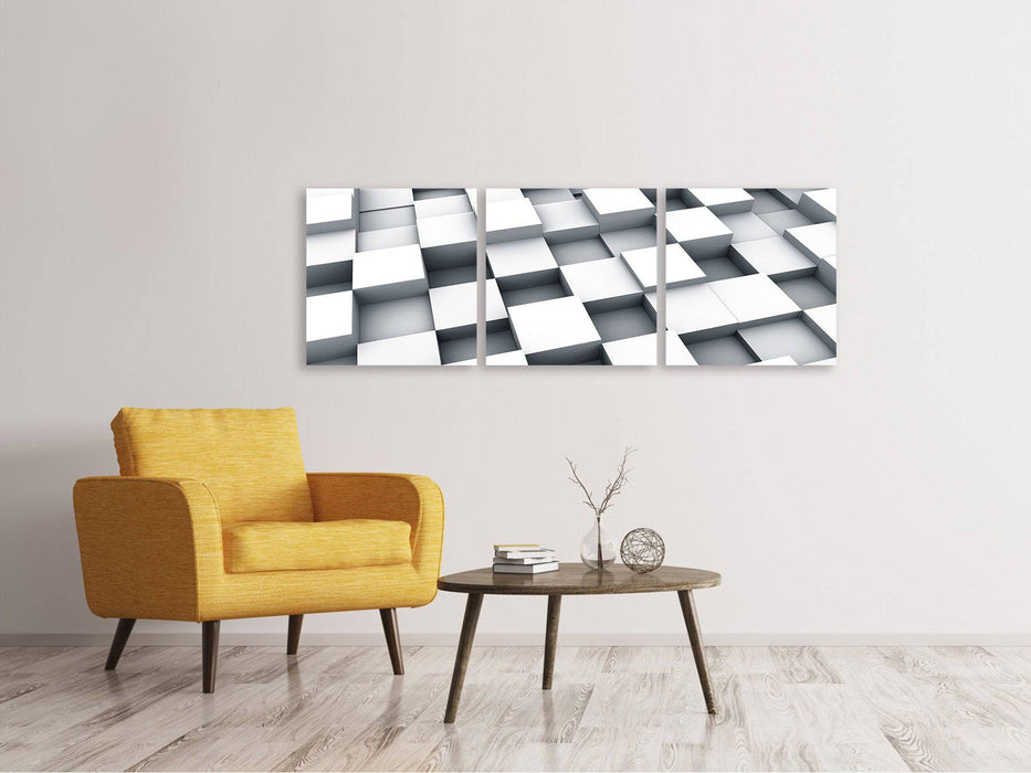 Panorama canvas picture 3 pieces 3D cube