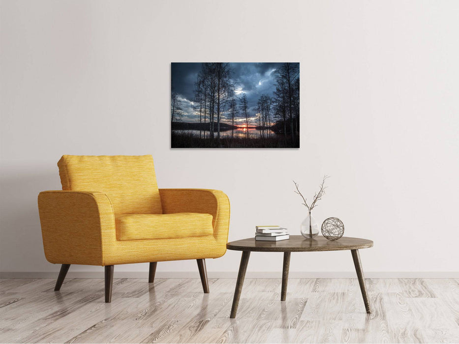 Canvas print Trees by the lake