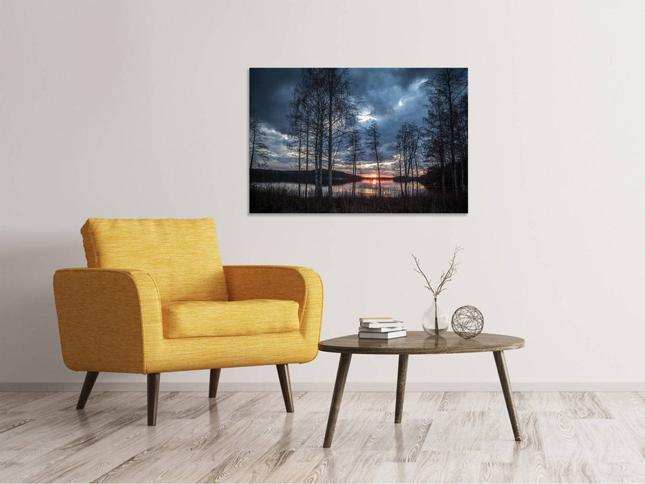 Canvas print Trees by the lake