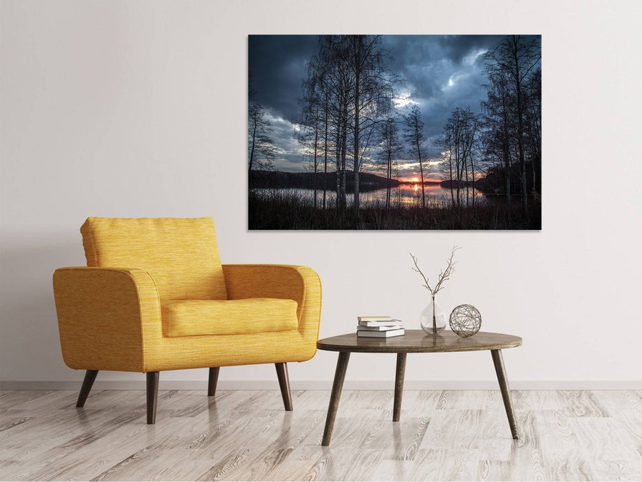 Canvas print Trees by the lake