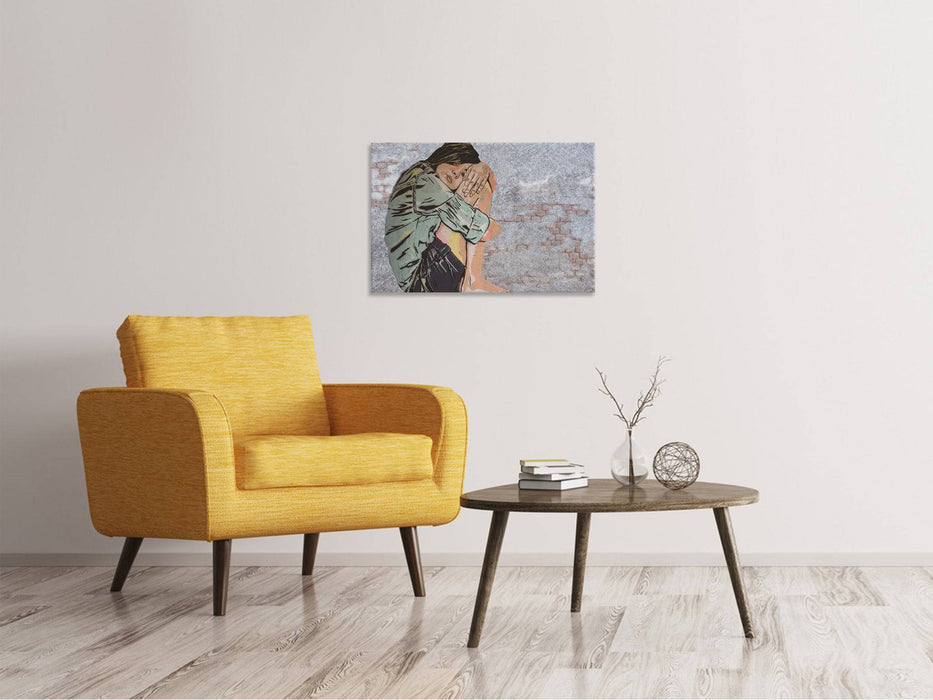 Canvas print The girl on the wall