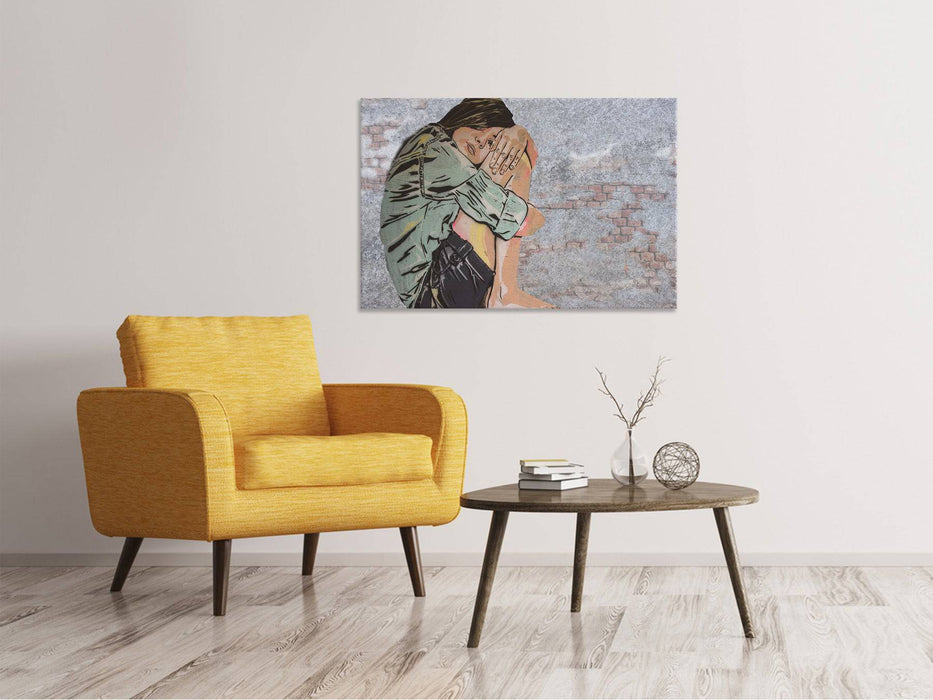 Canvas print The girl on the wall