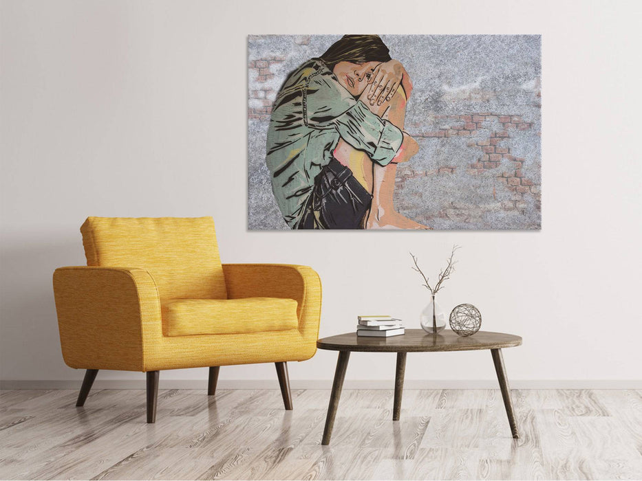 Canvas print The girl on the wall