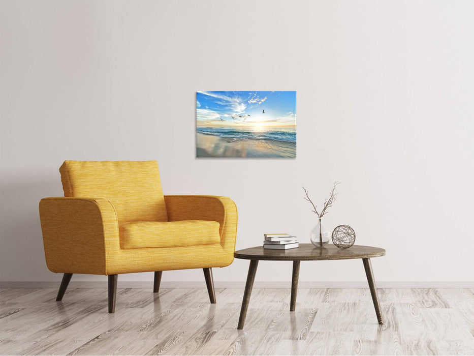 Tableaux sur toile Les mouettes et la mer au lever du soleil