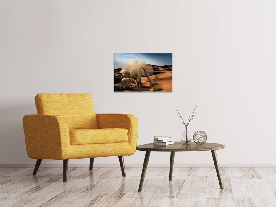 Canvas print Elephants in the desert