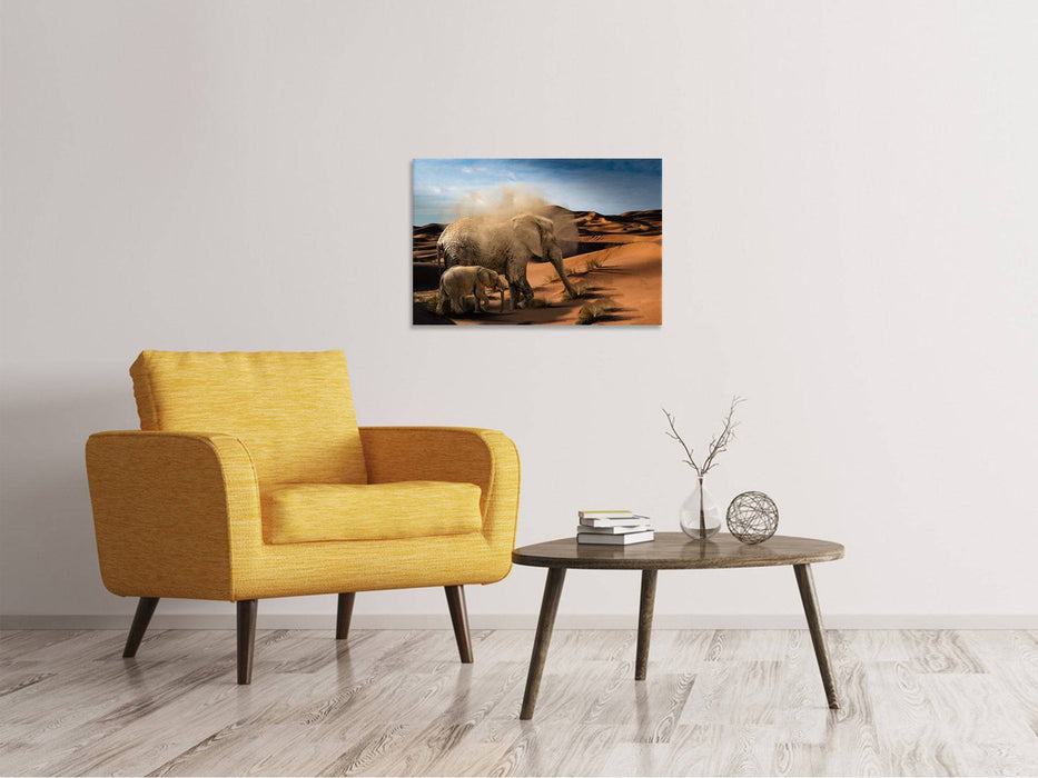 Canvas print Elephants in the desert