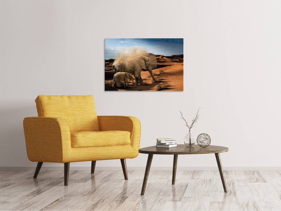 Canvas print Elephants in the desert