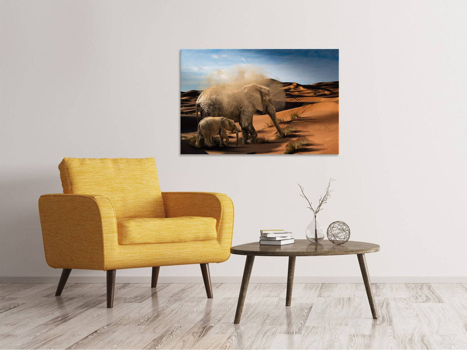 Canvas print Elephants in the desert