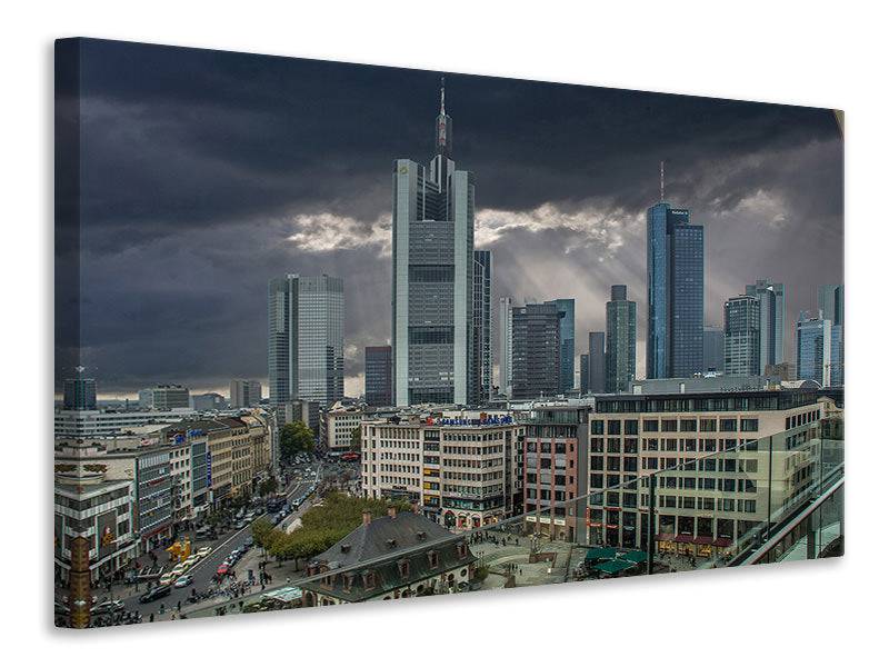 Canvas print Frankfurt in the evening twilight