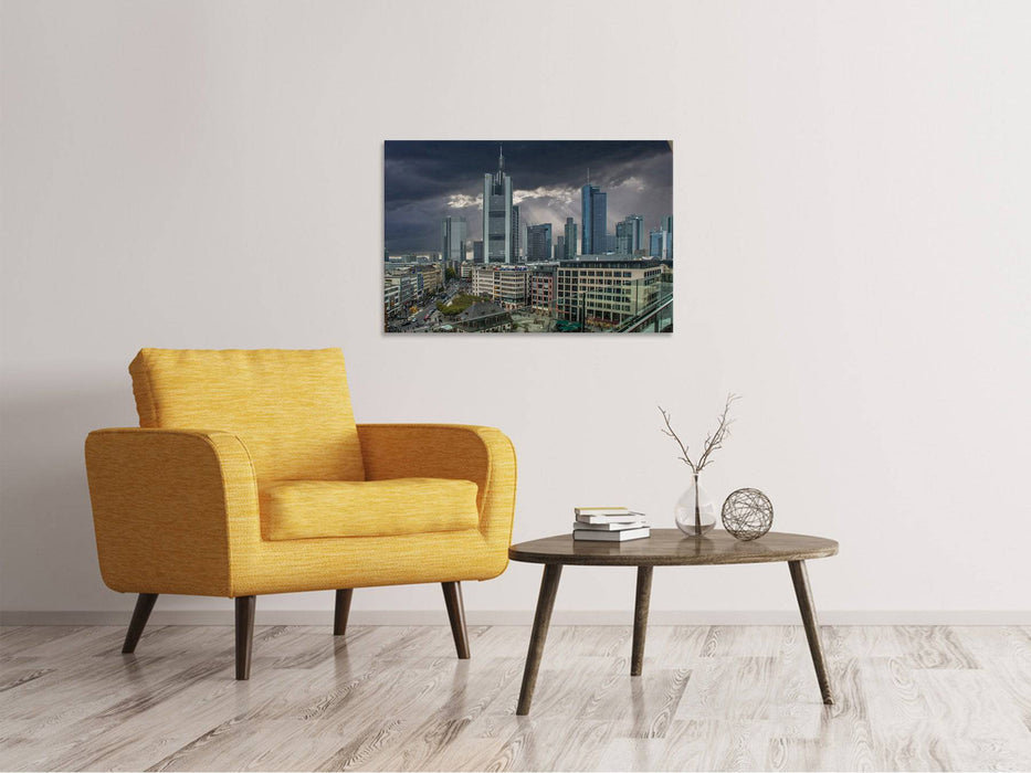 Canvas print Frankfurt in the evening twilight