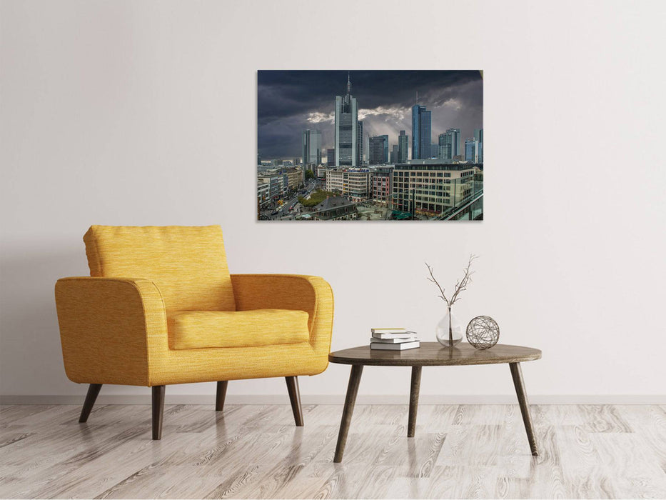 Canvas print Frankfurt in the evening twilight