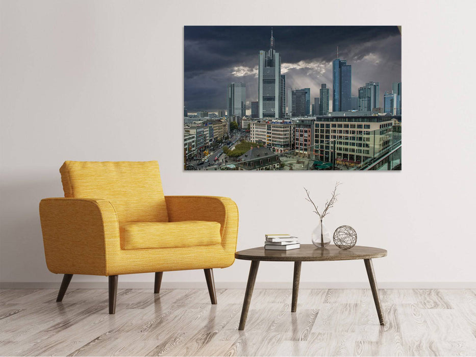 Canvas print Frankfurt in the evening twilight