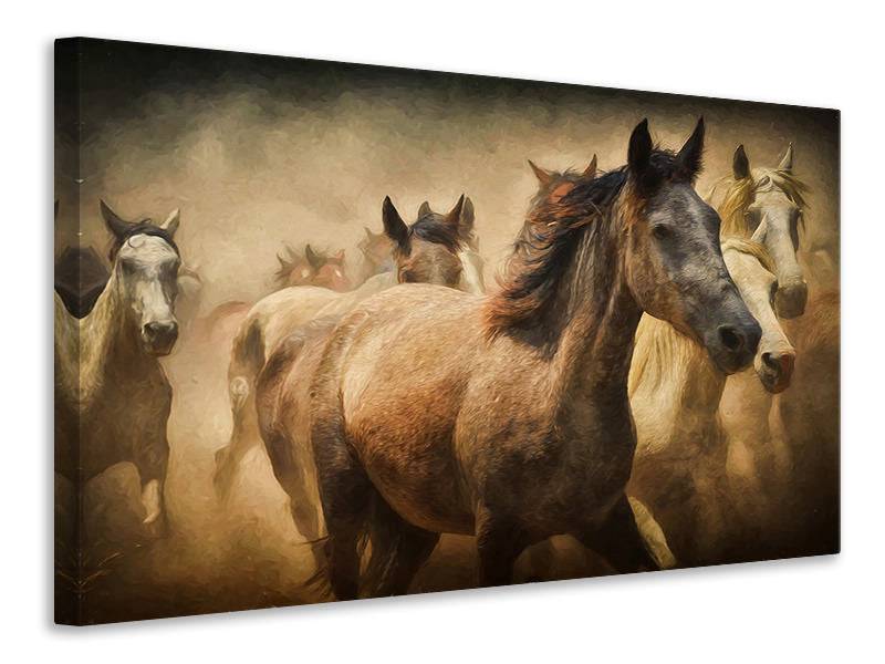 Peinture sur toile chevaux sauvages