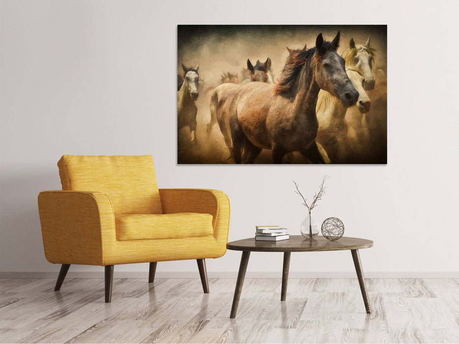 Peinture sur toile chevaux sauvages