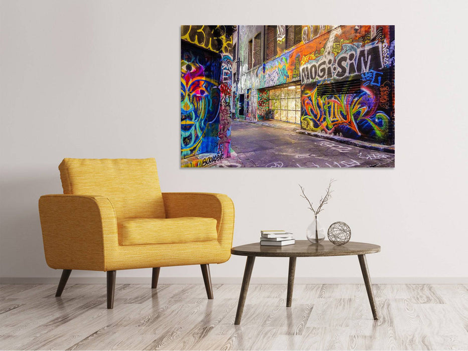 Canvas print Houses with graffiti