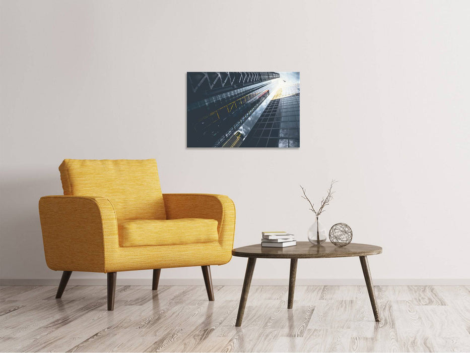 Canvas print Helicopter over skyscrapers