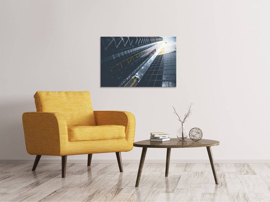 Canvas print Helicopter over skyscrapers