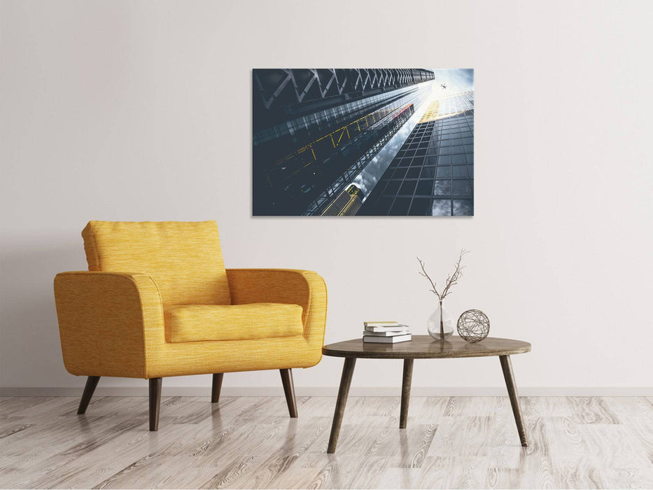 Canvas print Helicopter over skyscrapers