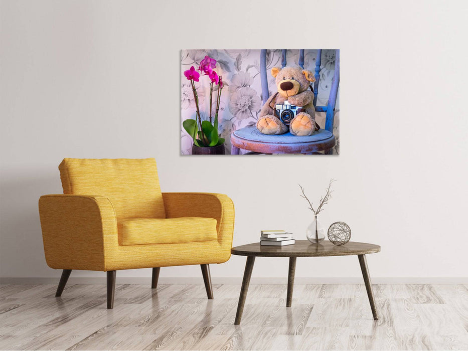 Canvas print camera teddy bear