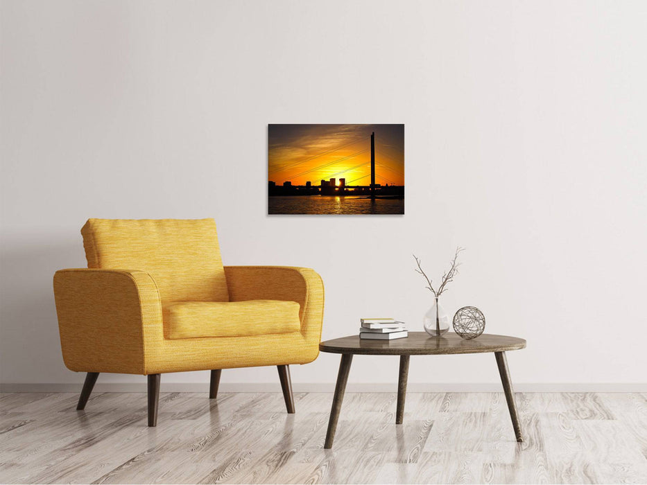 Canvas print Skyline Düsseldorf at sunset