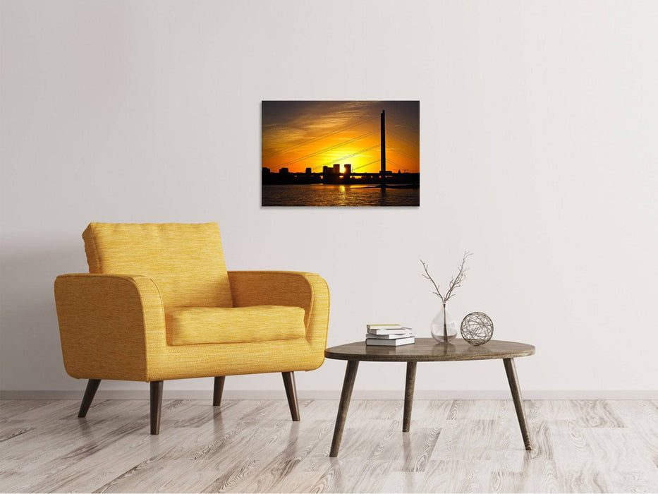 Canvas print Skyline Düsseldorf at sunset