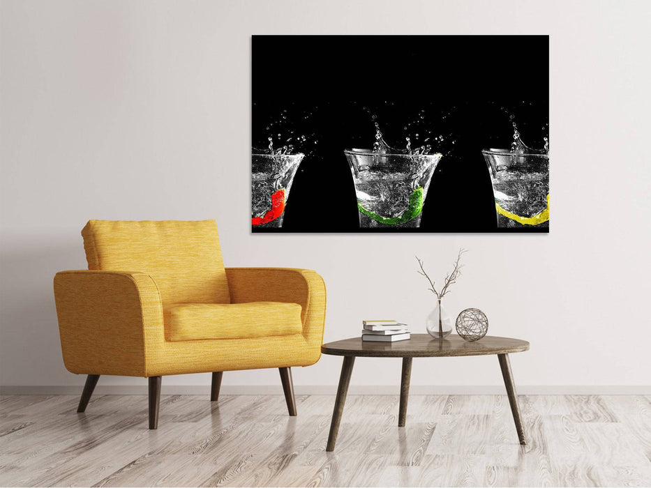 Canvas print Splashy water glasses