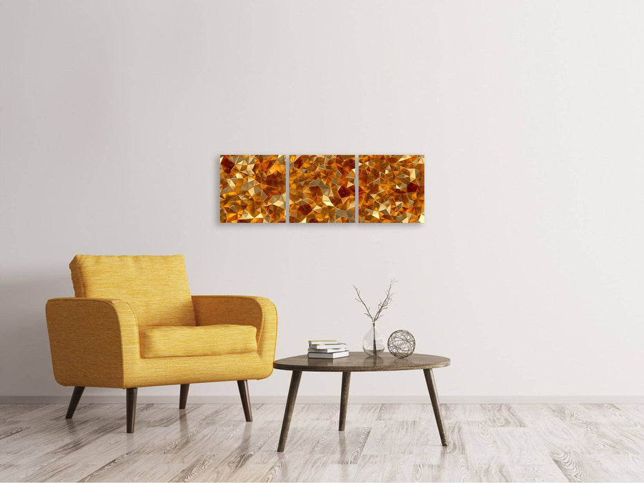 Panoramic 3-piece canvas picture 3D amber