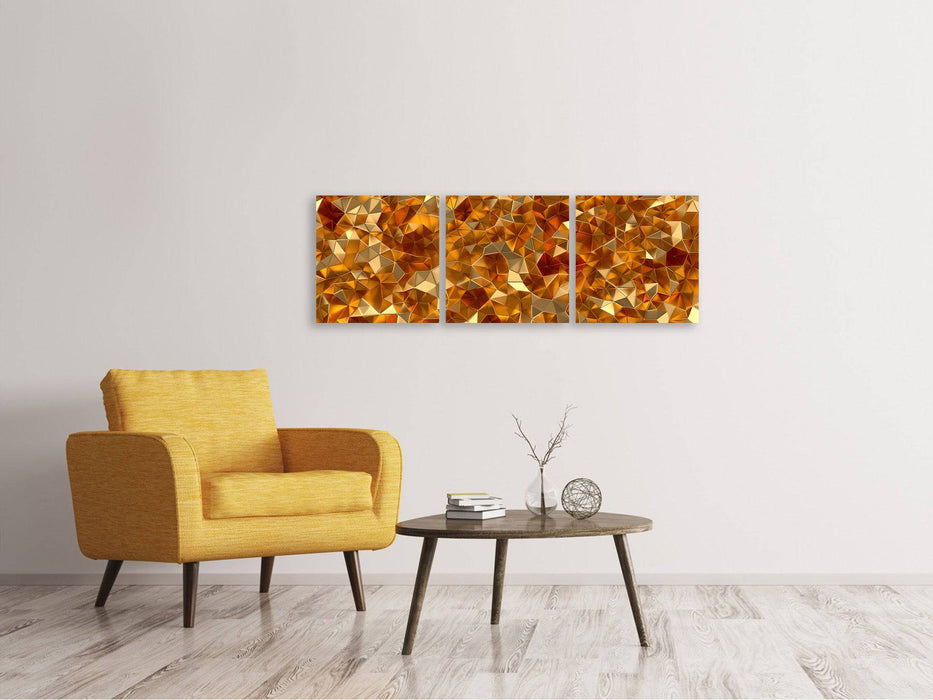 Panoramic 3-piece canvas picture 3D amber